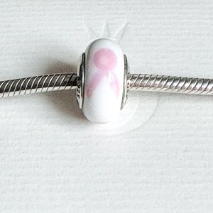 Authentic Pandora Pink Ribbon Dangle Charm